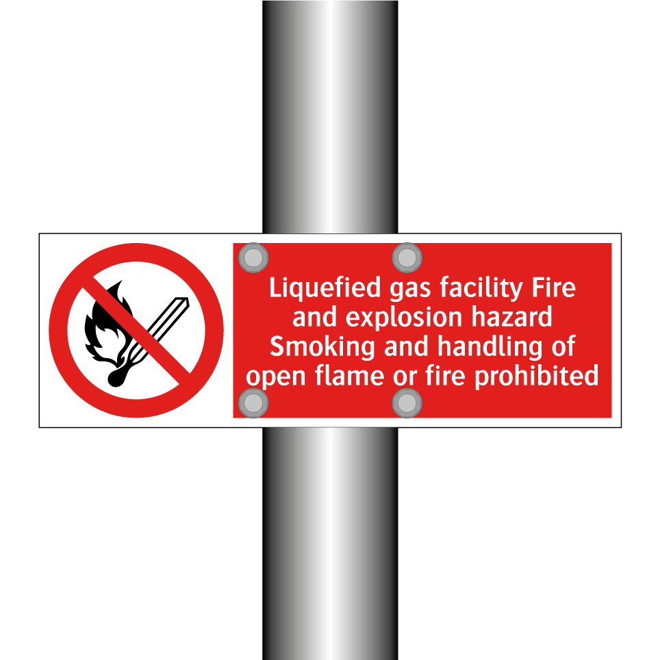 Liquefied gas facility Fire and explosion hazard Smoking and handling of open flame or fire prohibited