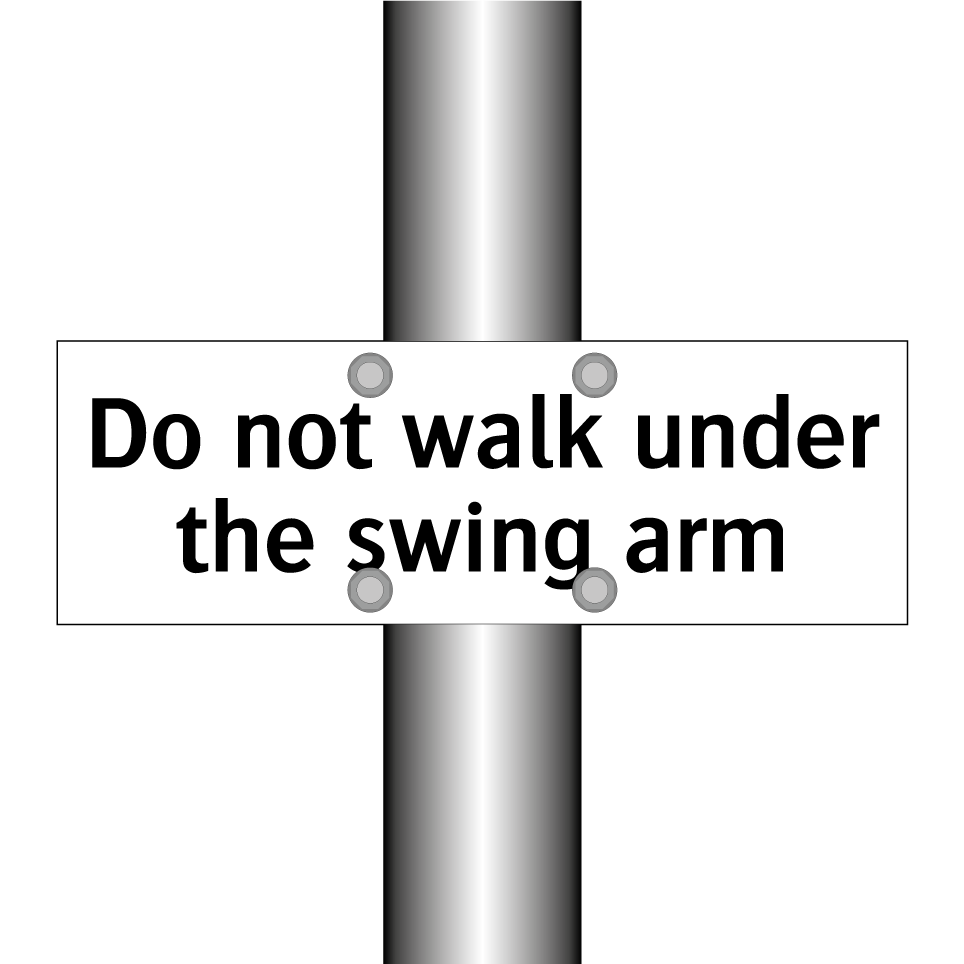 Do not walk under the swing arm