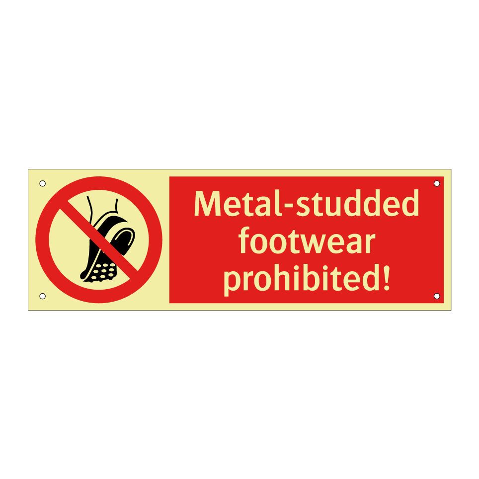Metal-studded footwear prohibited!