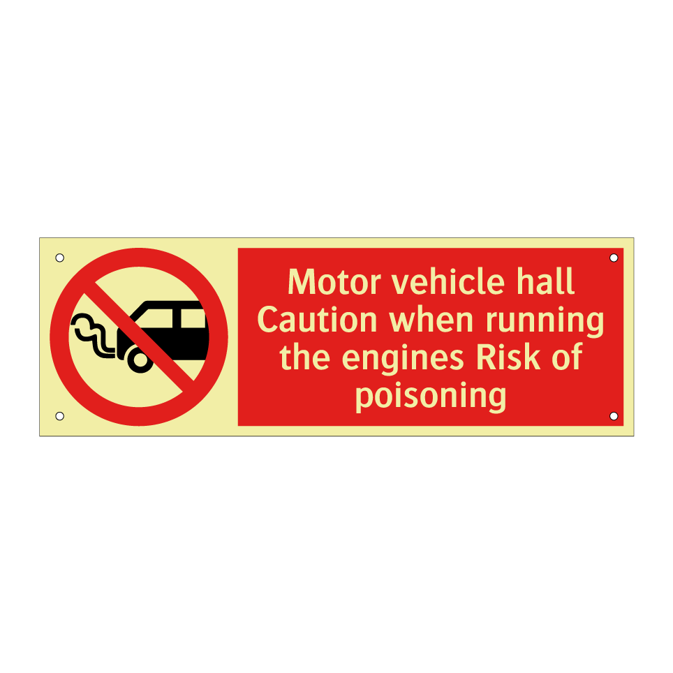 Motor vehicle hall Caution when running the engines Risk of poisoning