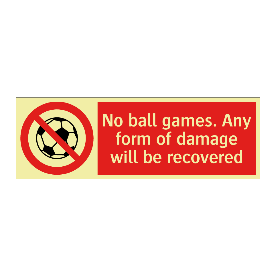 No ball games. Any form of damage will be recovered