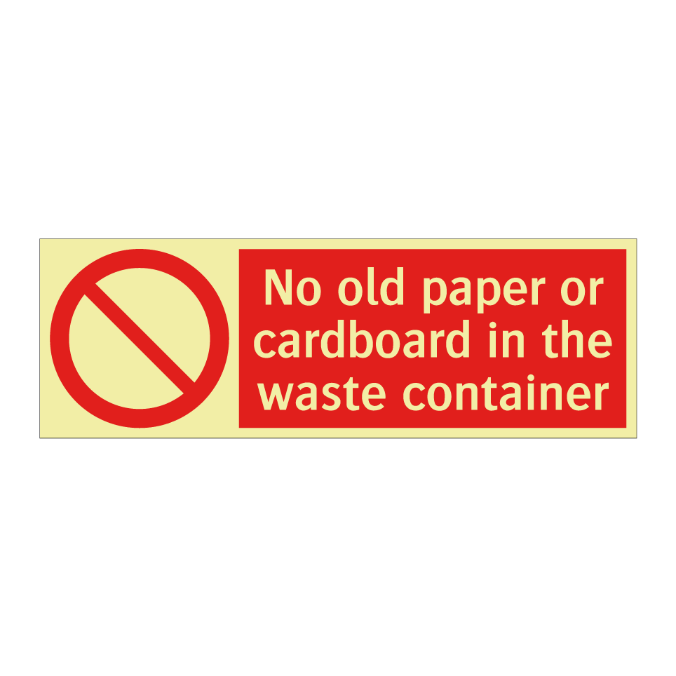 No old paper or cardboard in the waste container