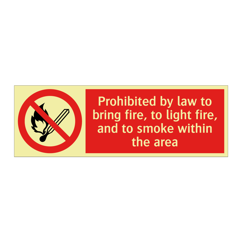 Prohibited by law to bring fire, to light fire, and to smoke within the area
