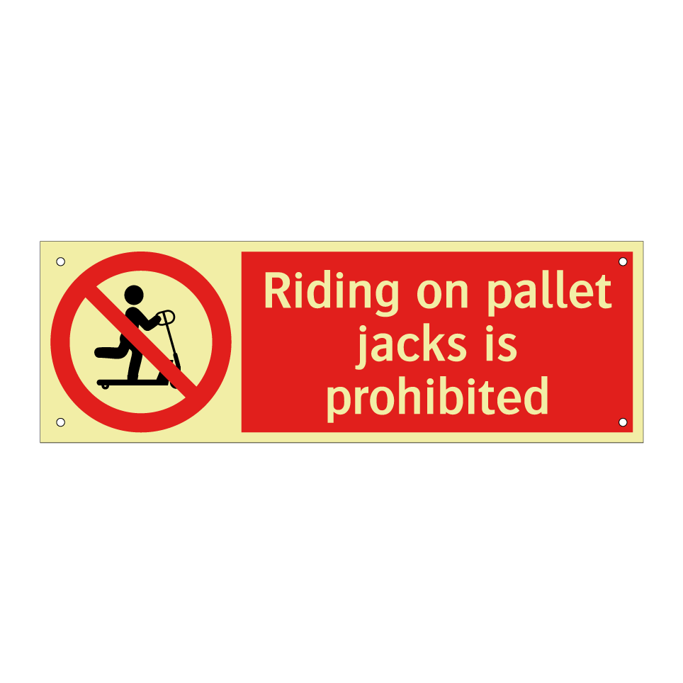 Riding on pallet jacks is prohibited