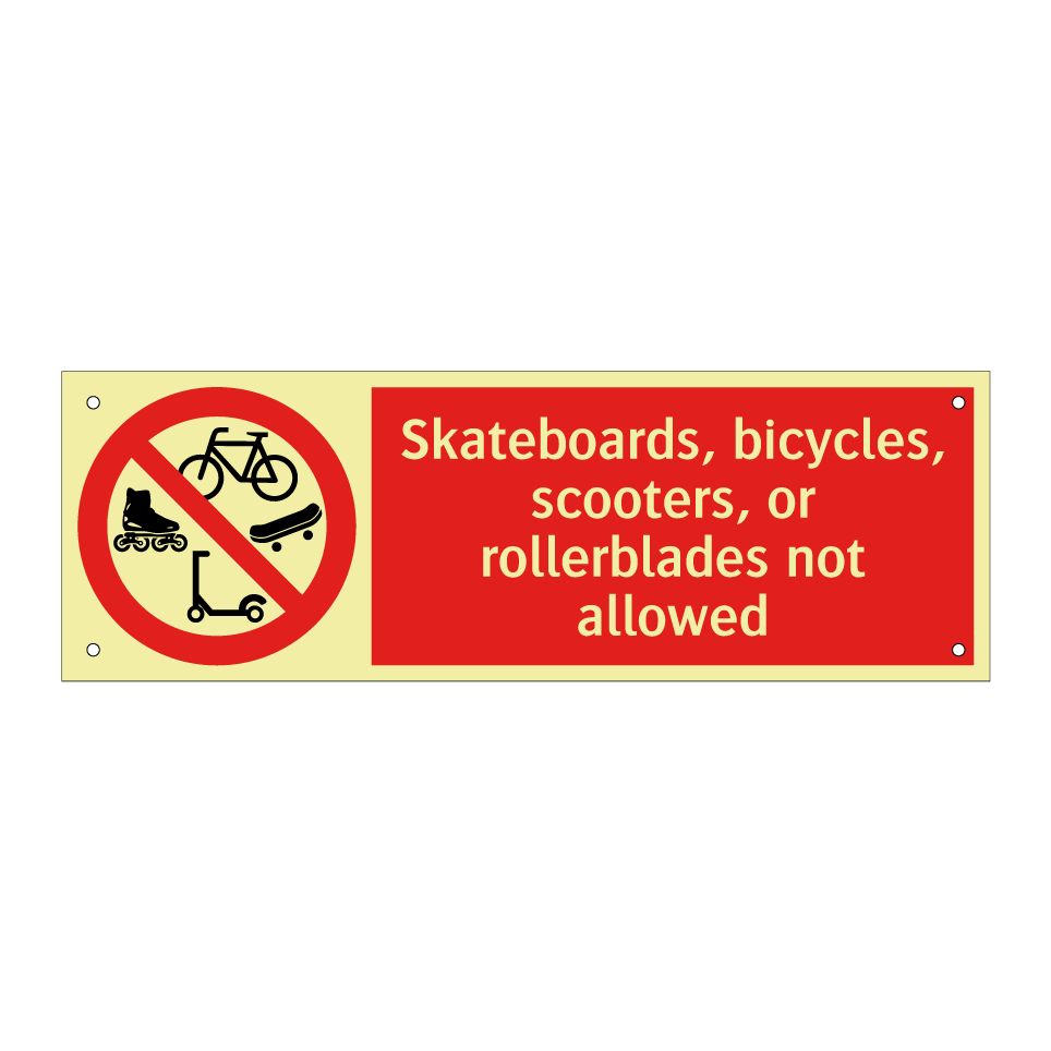 Skateboards, bicycles, scooters, or rollerblades not allowed