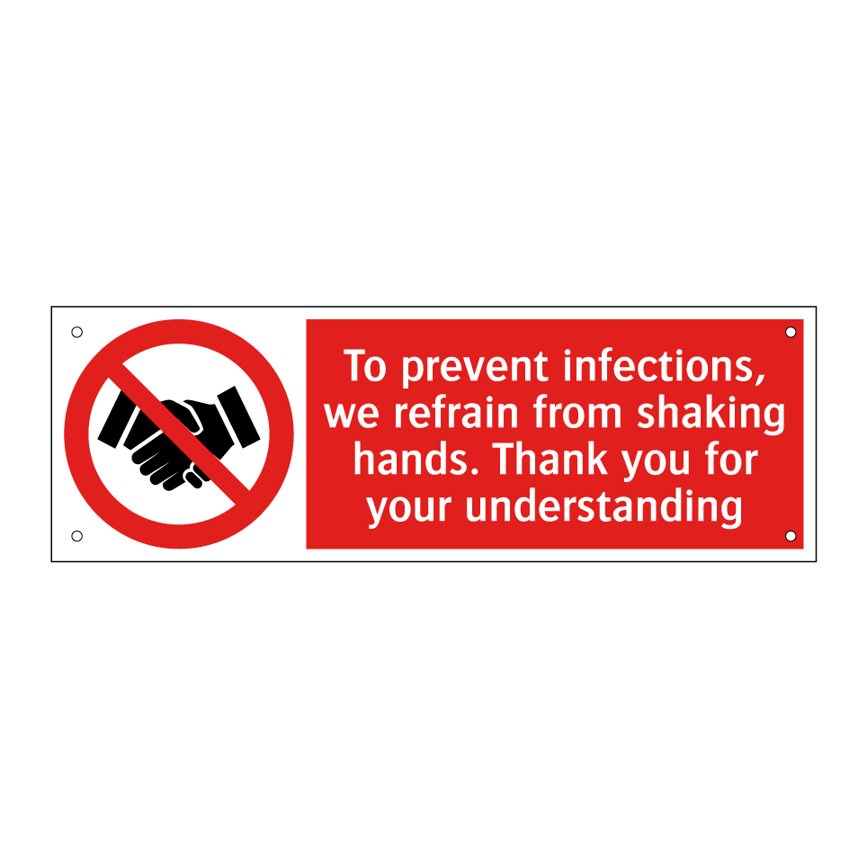 To prevent infections, we refrain from shaking hands. Thank you for your understanding