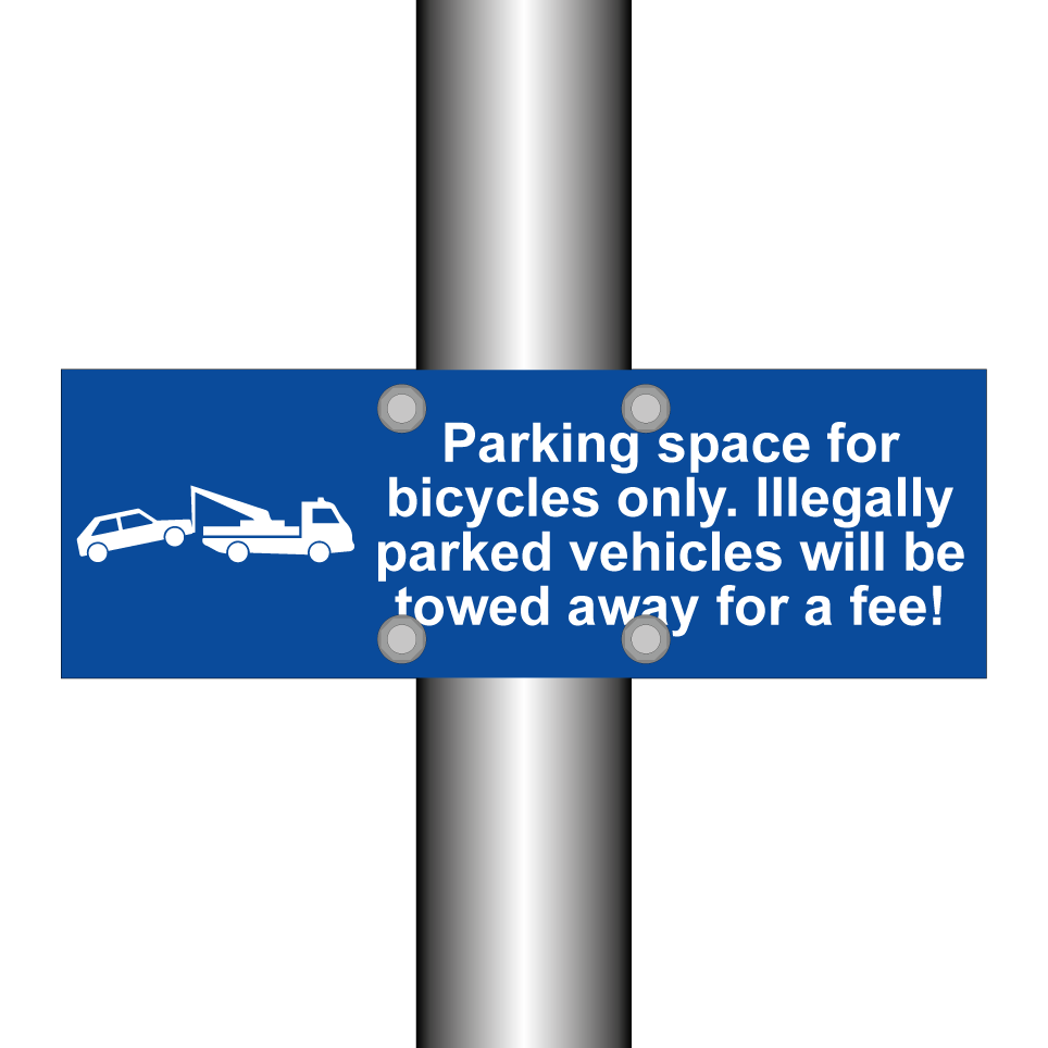 Parking space for bicycles only. Illegally parked vehicles will be towed away for a fee!