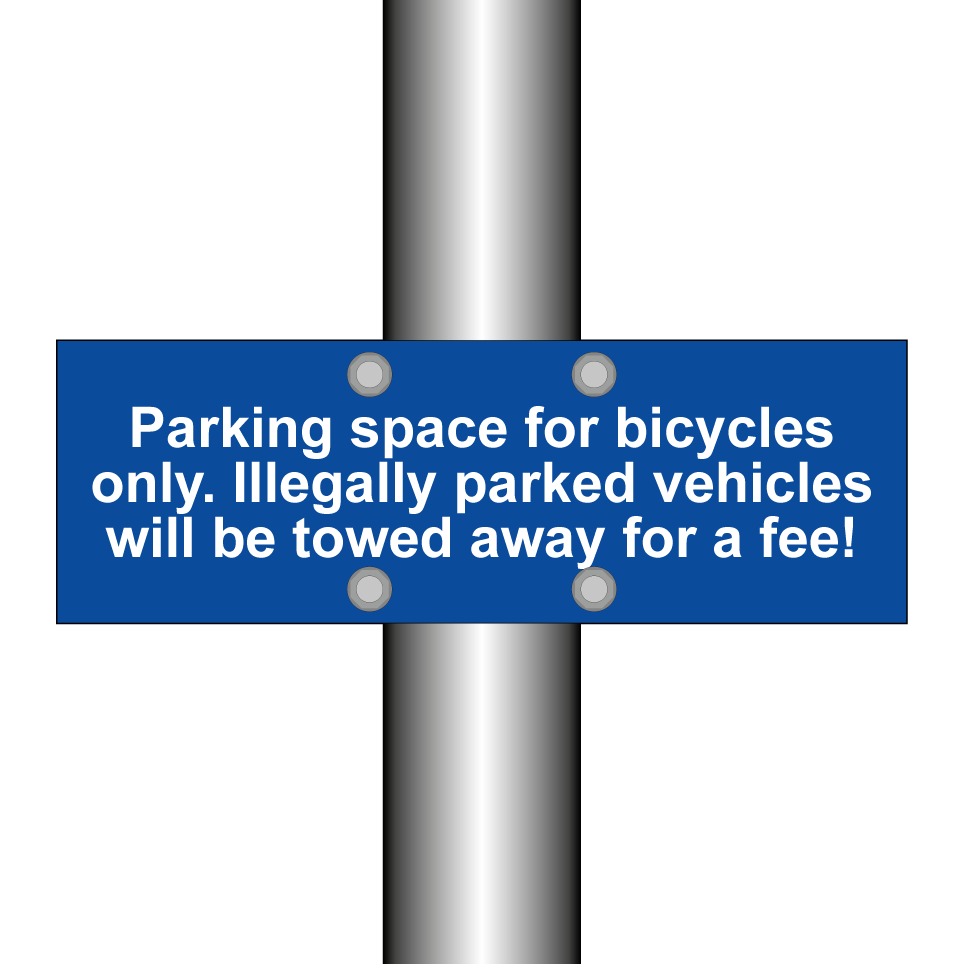 Parking space for bicycles only. Illegally parked vehicles will be towed away for a fee!