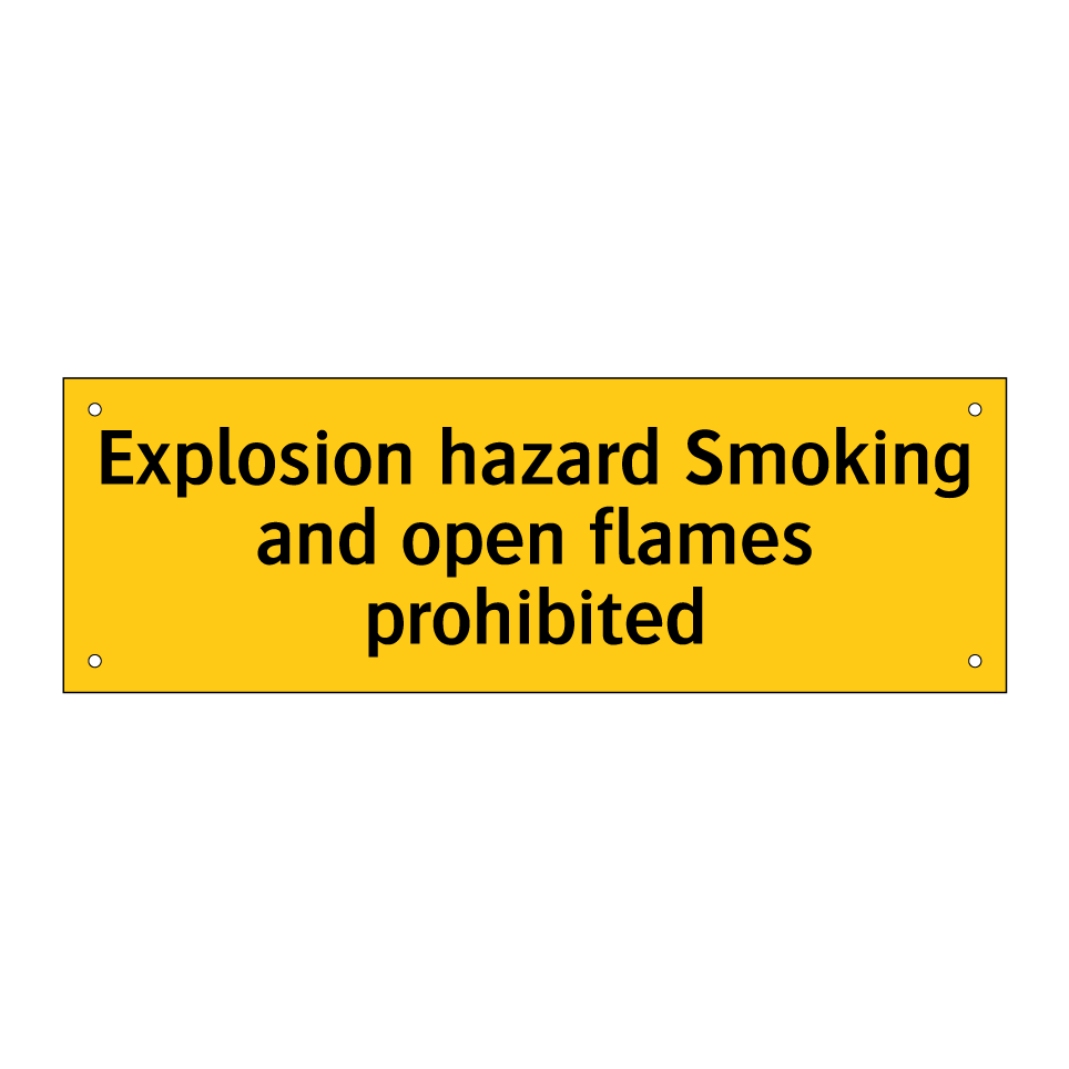 Explosion hazard Smoking and open flames prohibited