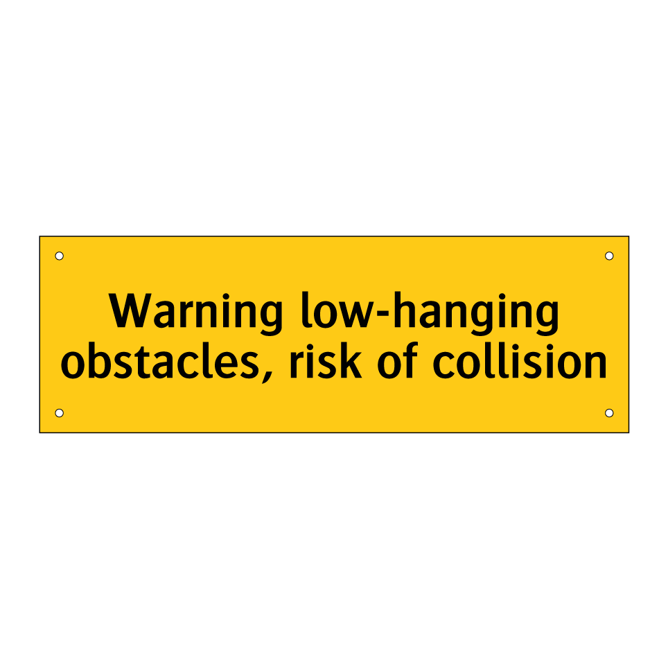 Warning low-hanging obstacles, risk of collision