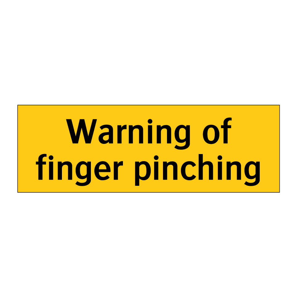 Warning of finger pinching