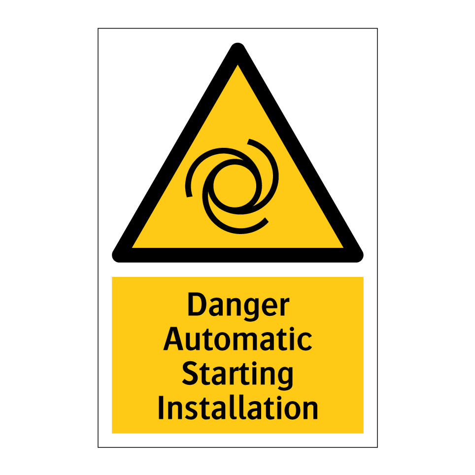 Danger Automatic Starting Installation