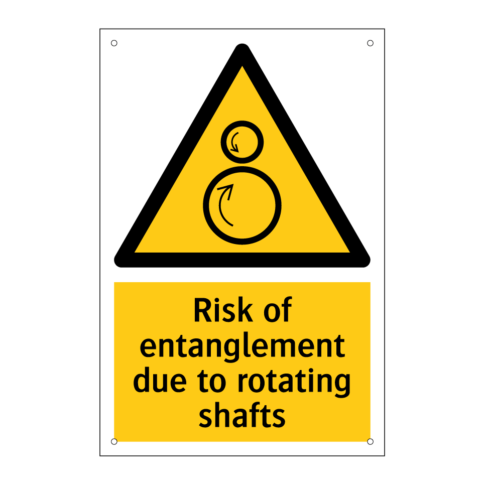Risk of entanglement due to rotating shafts