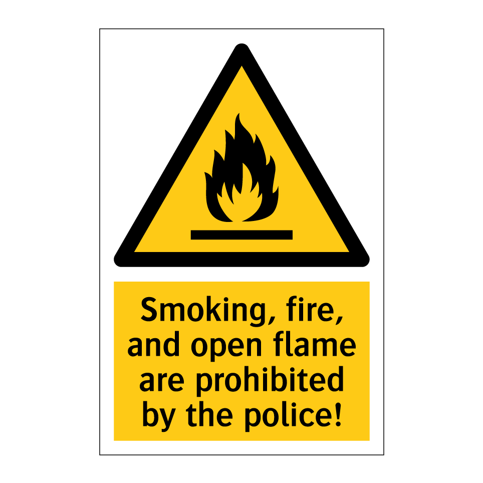 Smoking, fire, and open flame are prohibited by the police!