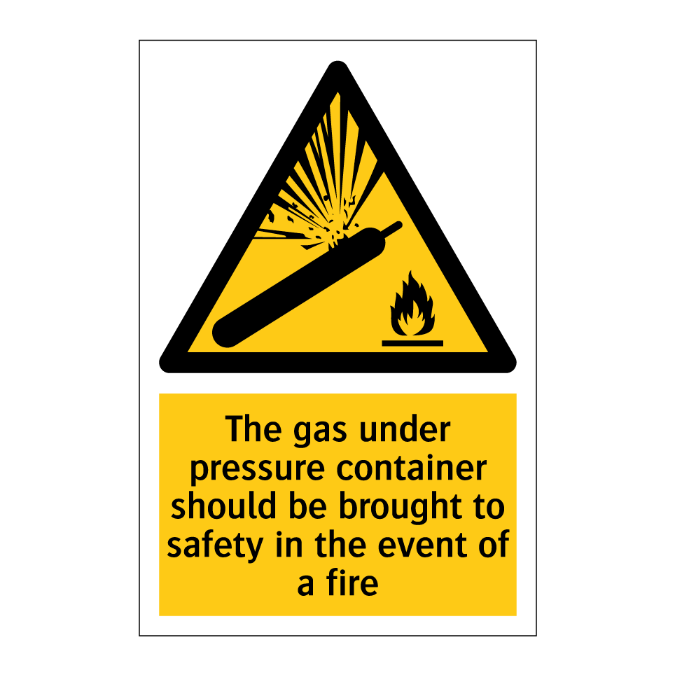 The gas under pressure container should be brought to safety in the event of a fire