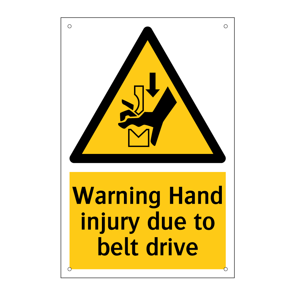 Warning Hand injury due to belt drive