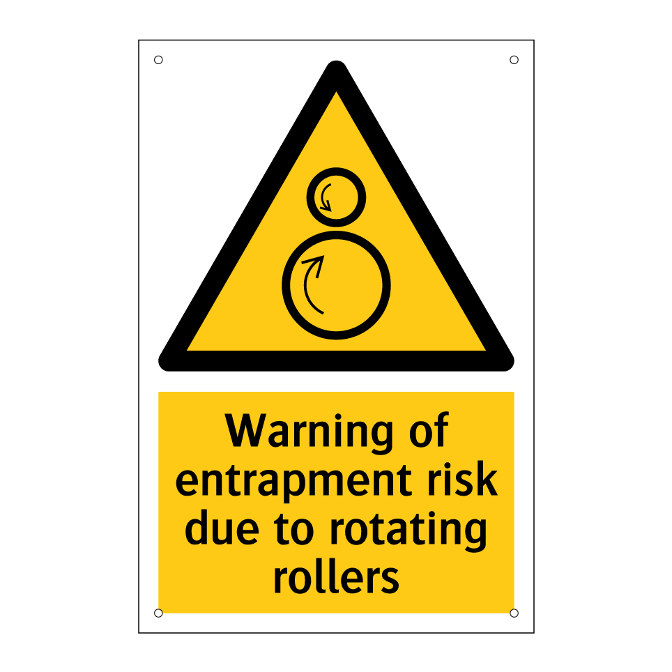 Warning of entrapment risk due to rotating rollers