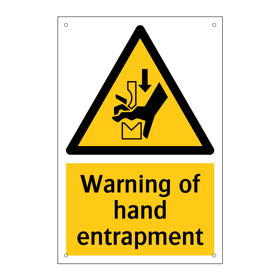 Warning of hand entrapment