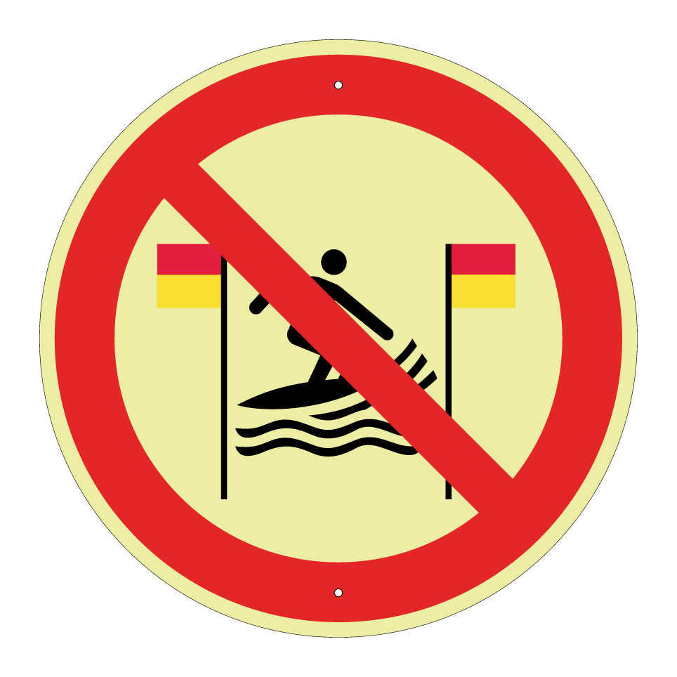 P064 No surfing between the red-and-yellow flags