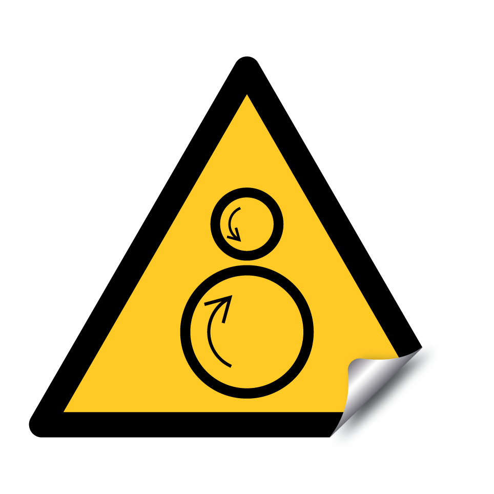 W025 Warning Counterrotating rollers