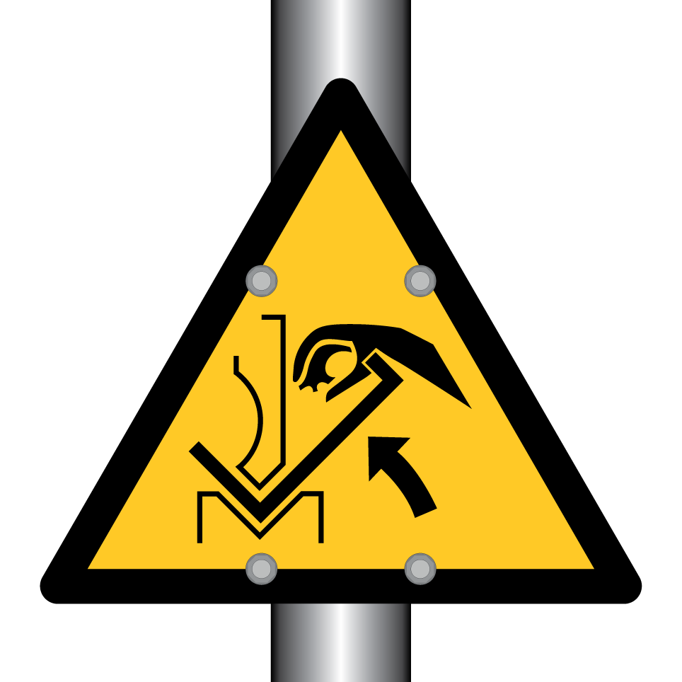 W031 Warning Hand crushing between press brake and material