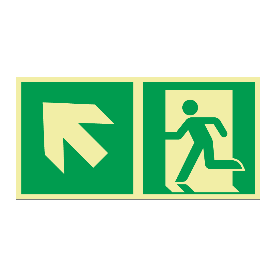 Emergency exit up left with dividing line