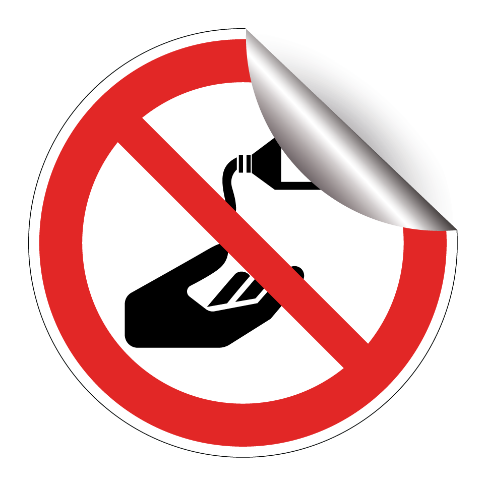 Do not pour chemicals on hand
