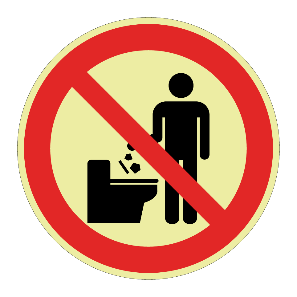 Do not throw objects in toilet