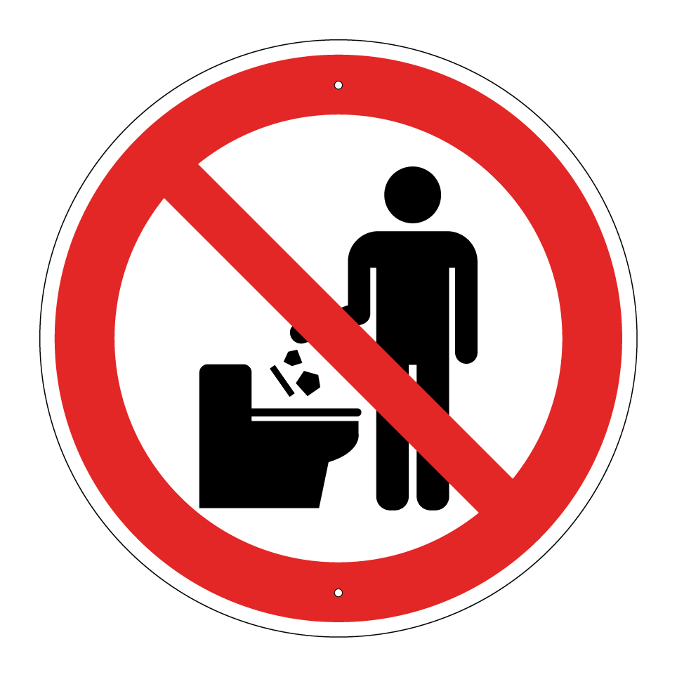 Do not throw objects in toilet