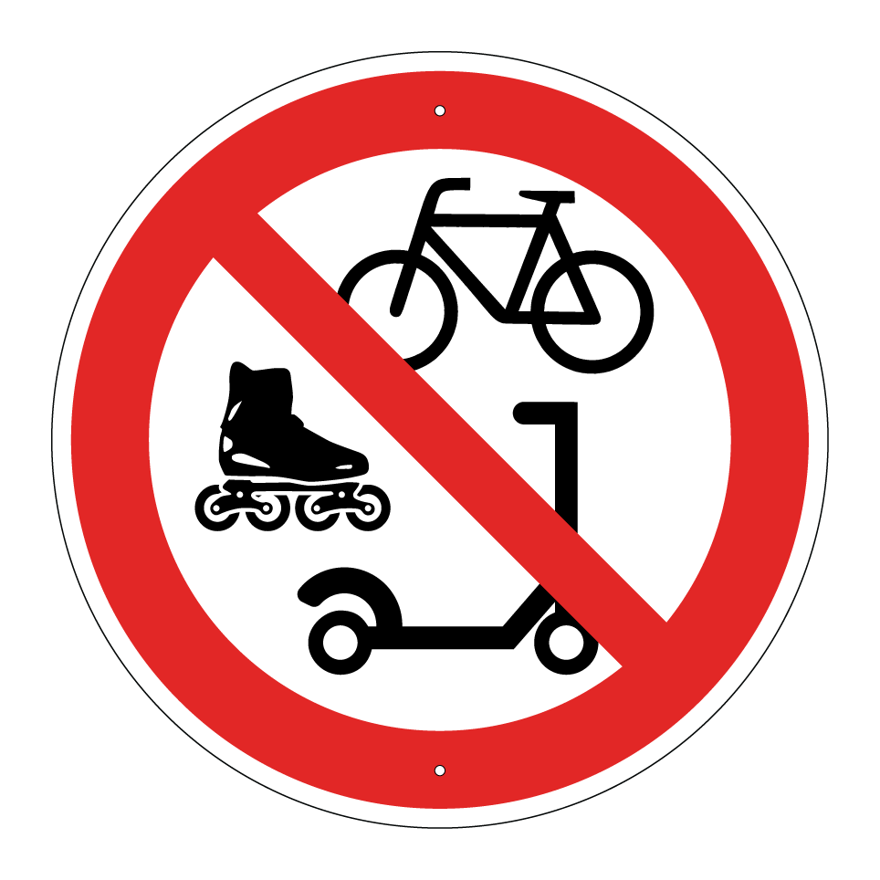 No bicycles, rollerblading or scooters