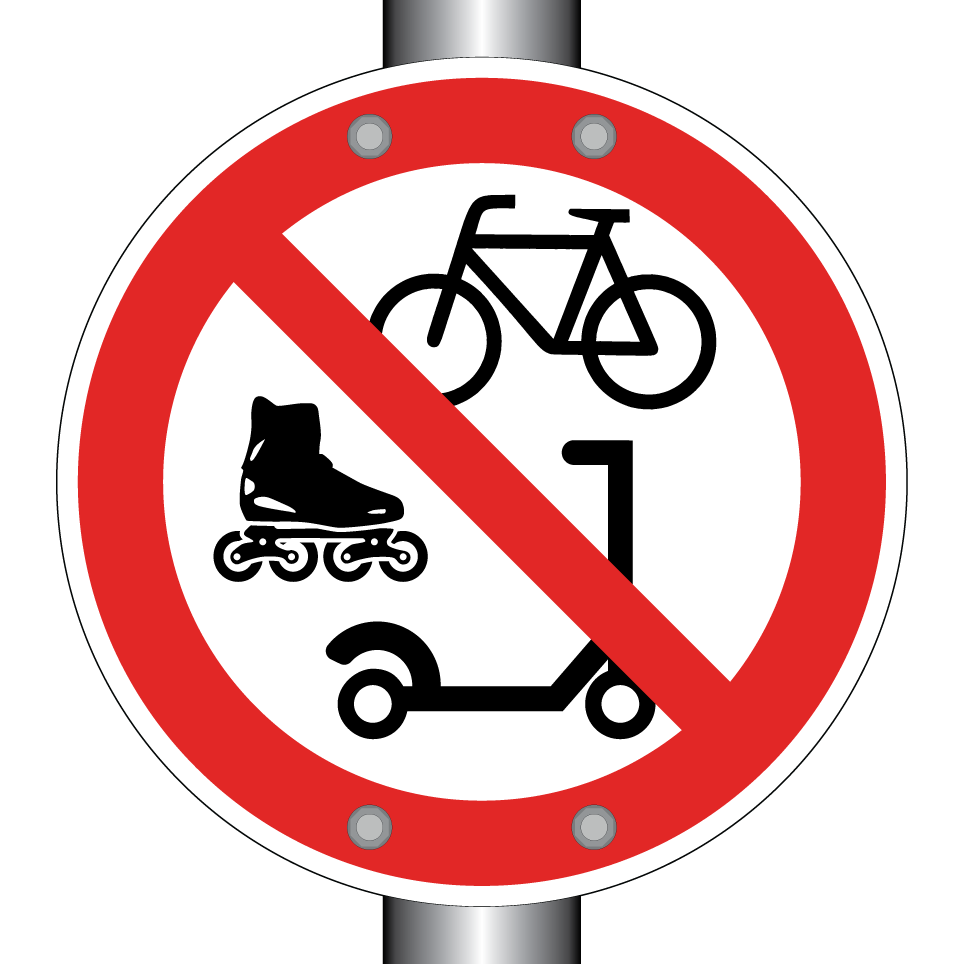 No bicycles, rollerblading or scooters