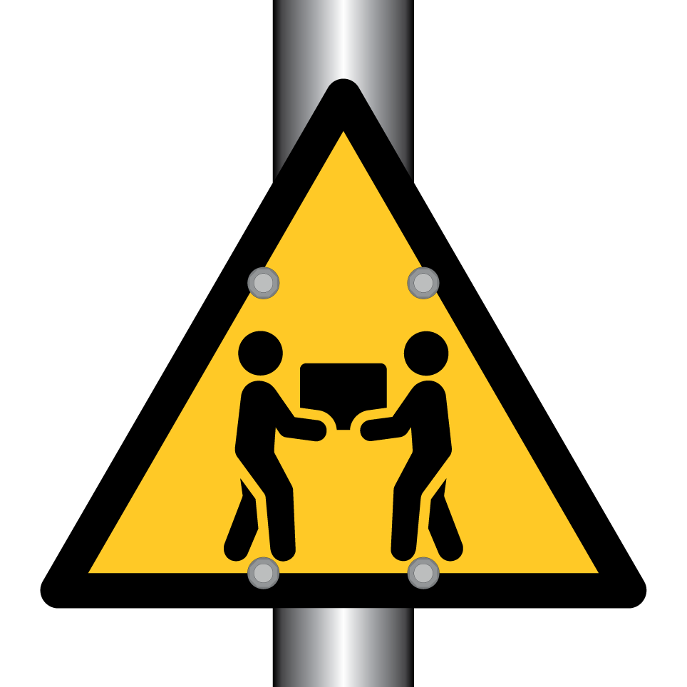 Warning two-person lift required