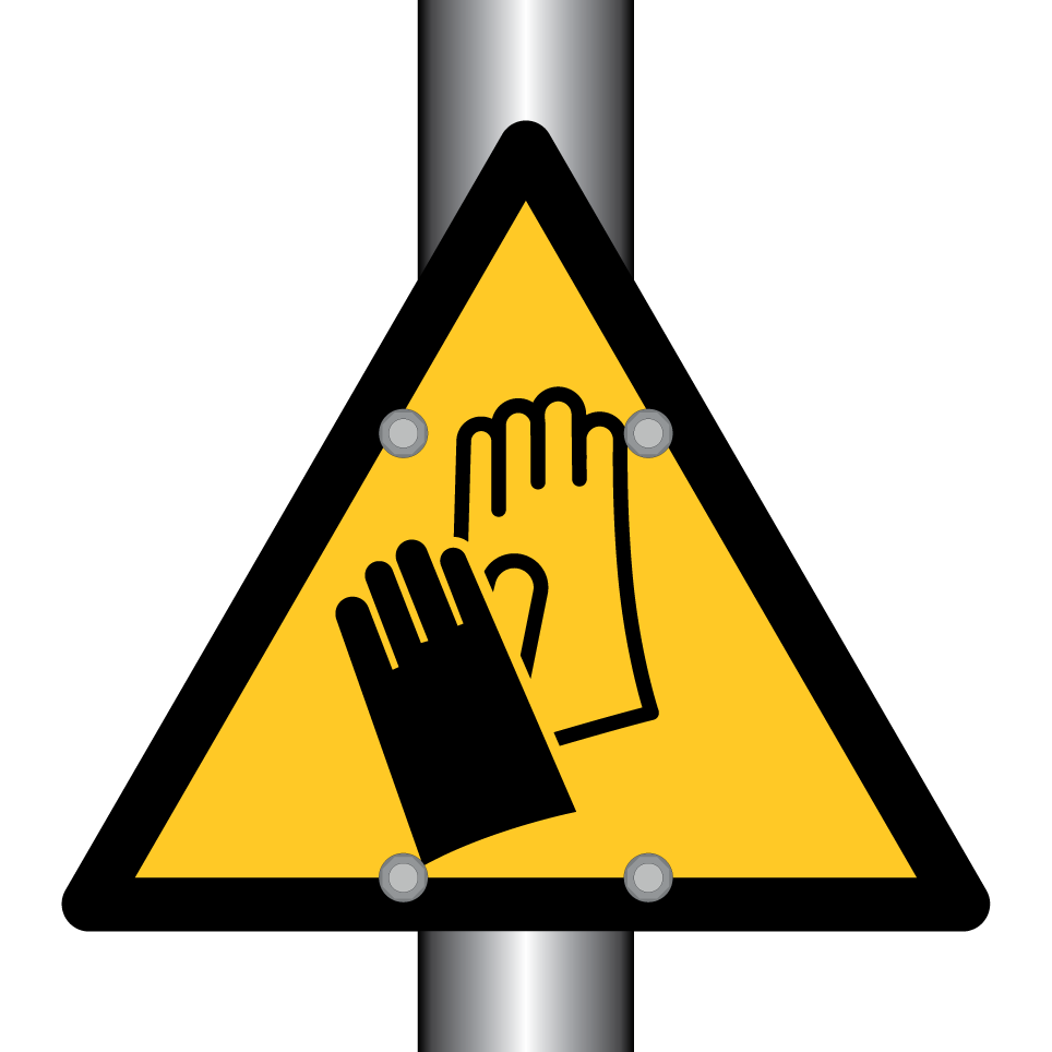 Warning protective gloves required