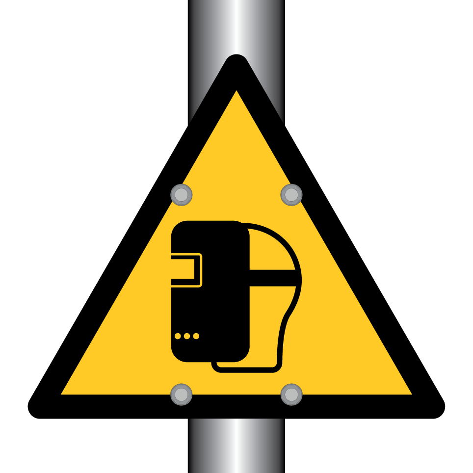 Warning welding mask required