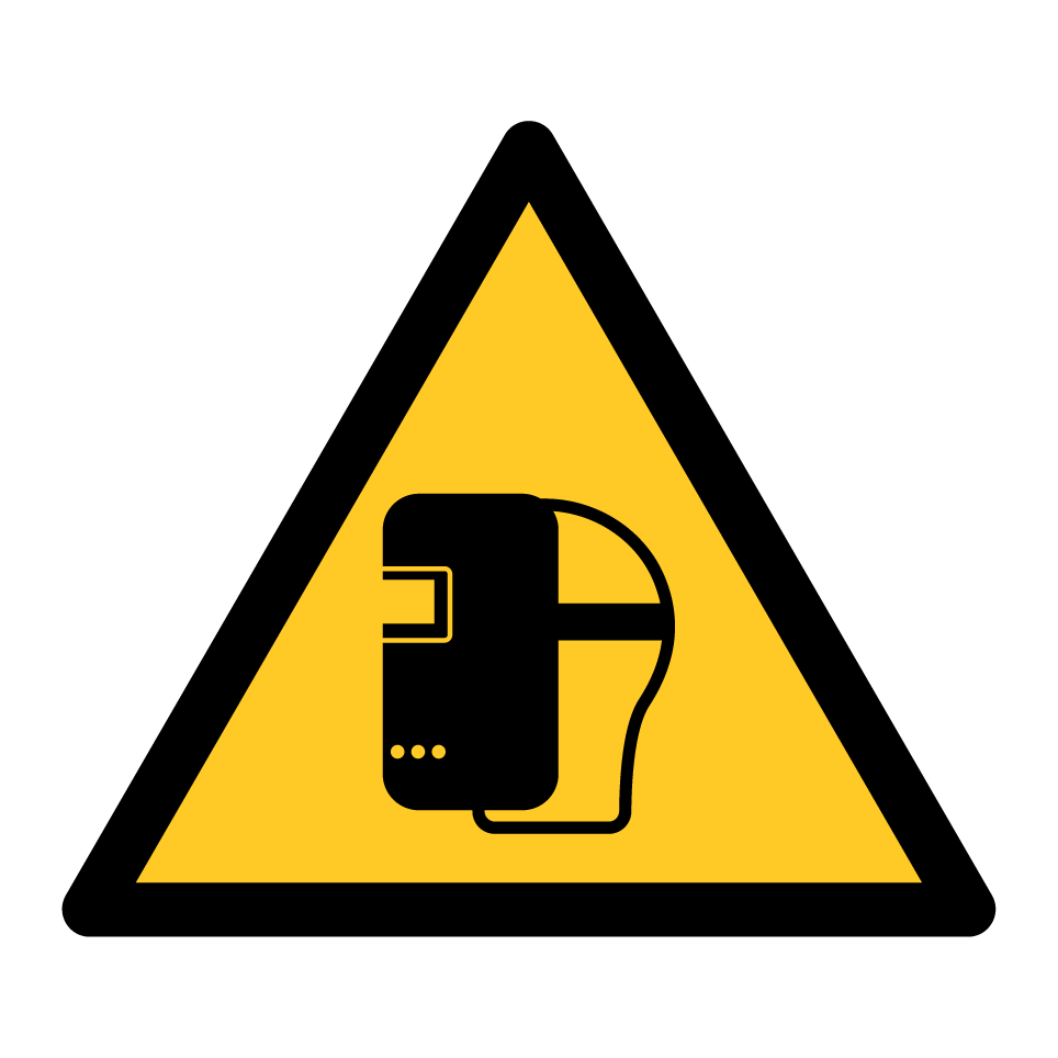 Warning welding mask required