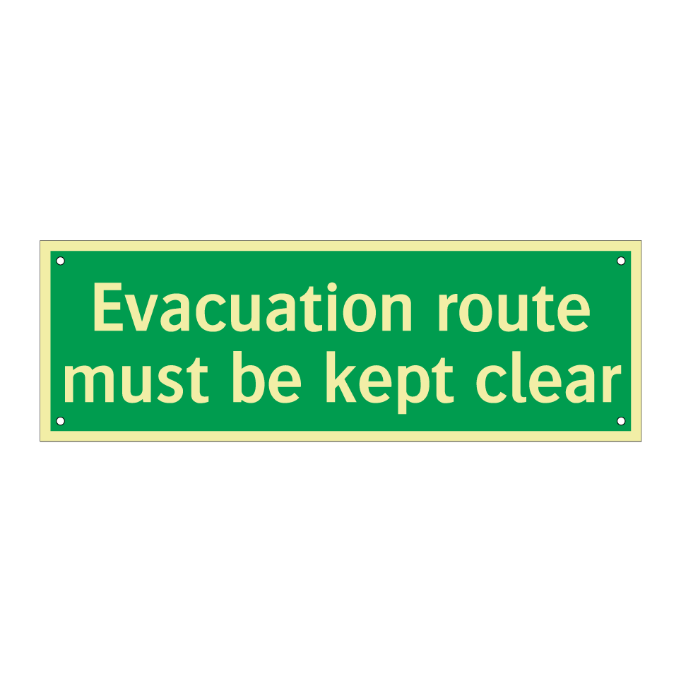 Evacuation route must be kept clear