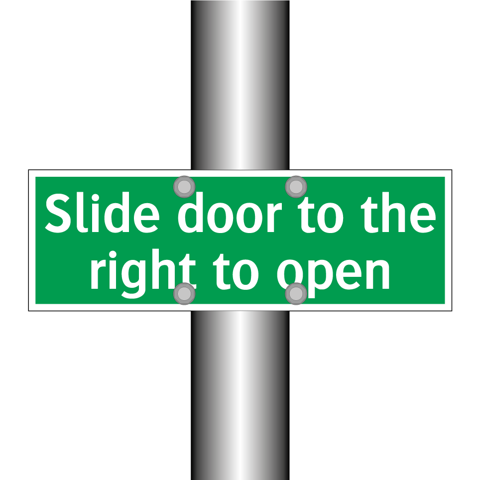 Slide door to the right to open