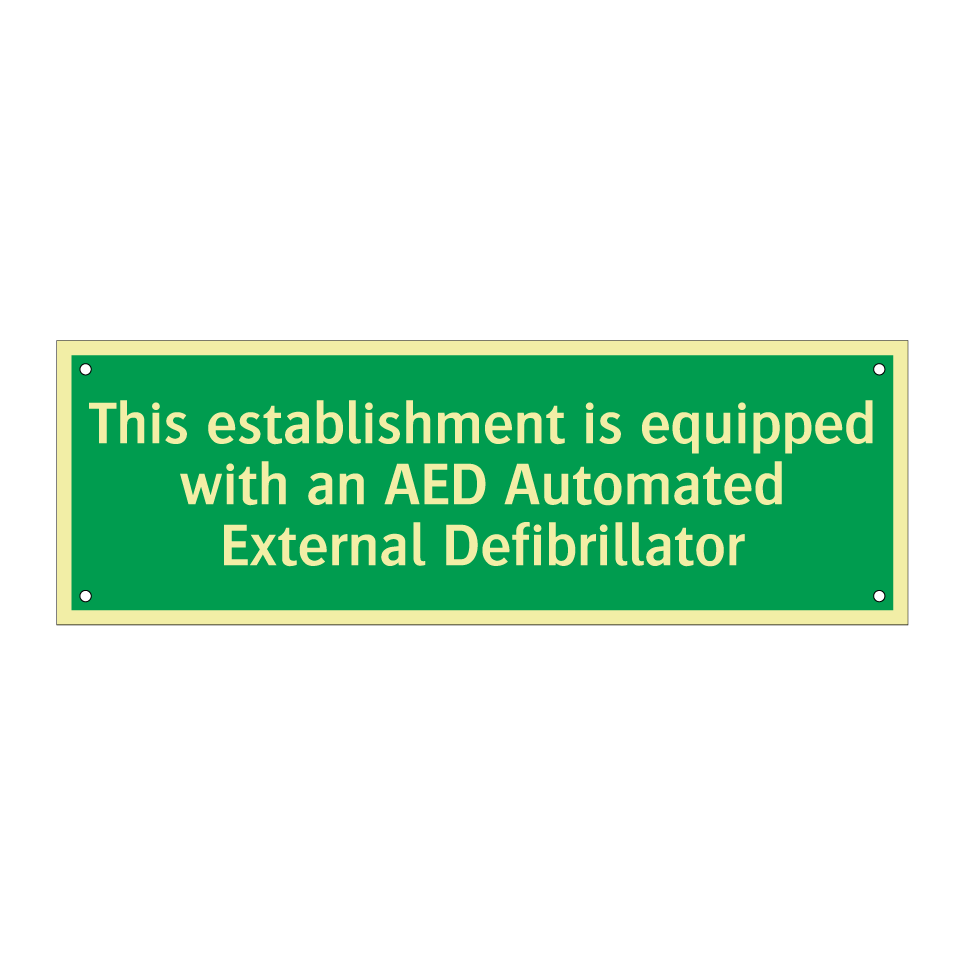 This establishment is equipped with an AED Automated External Defibrillator