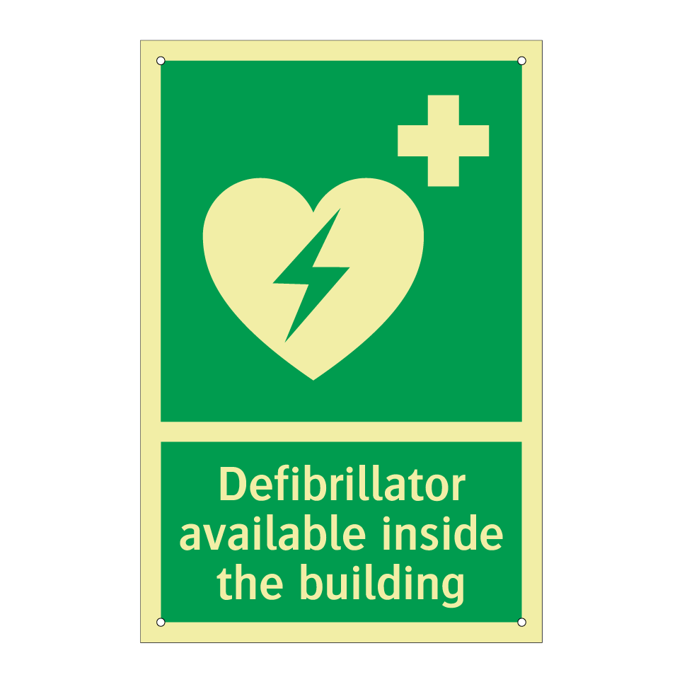 Defibrillator available inside the building