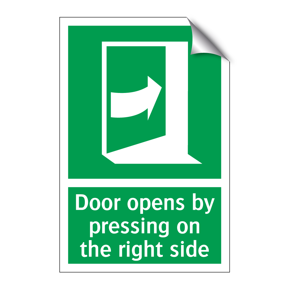 Door opens by pressing on the right side