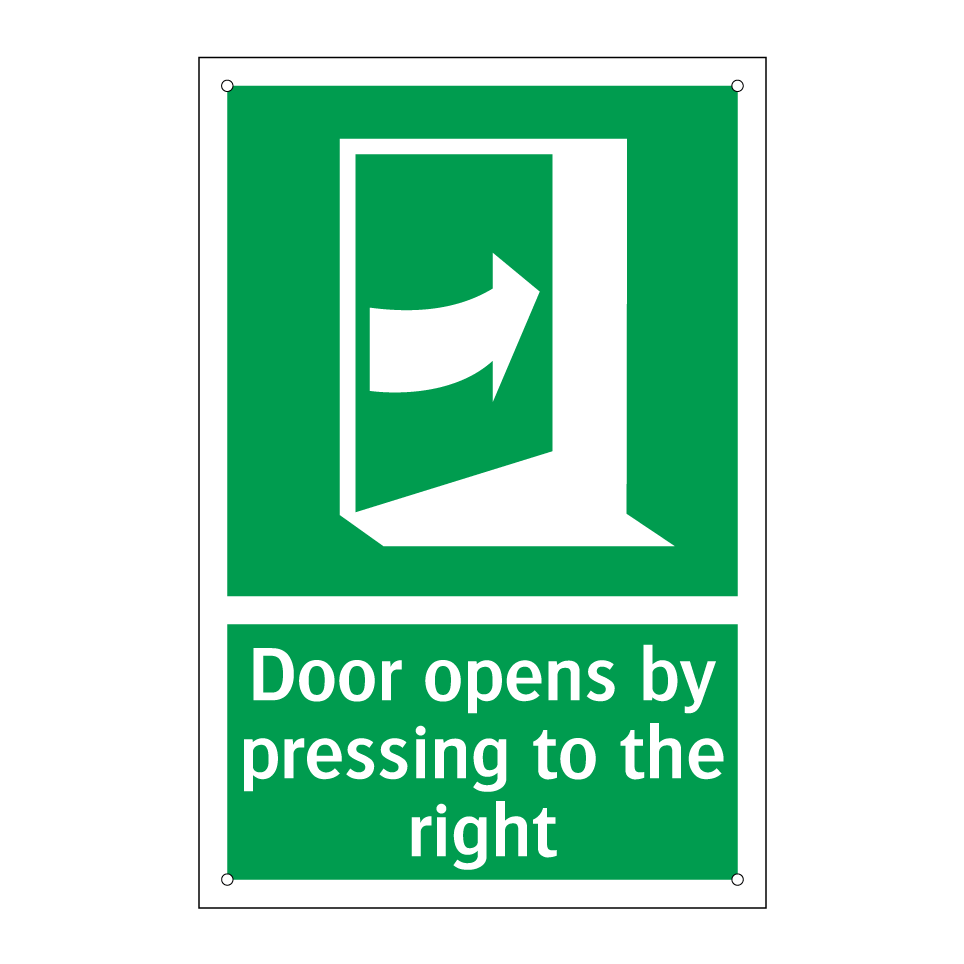Door opens by pressing to the right
