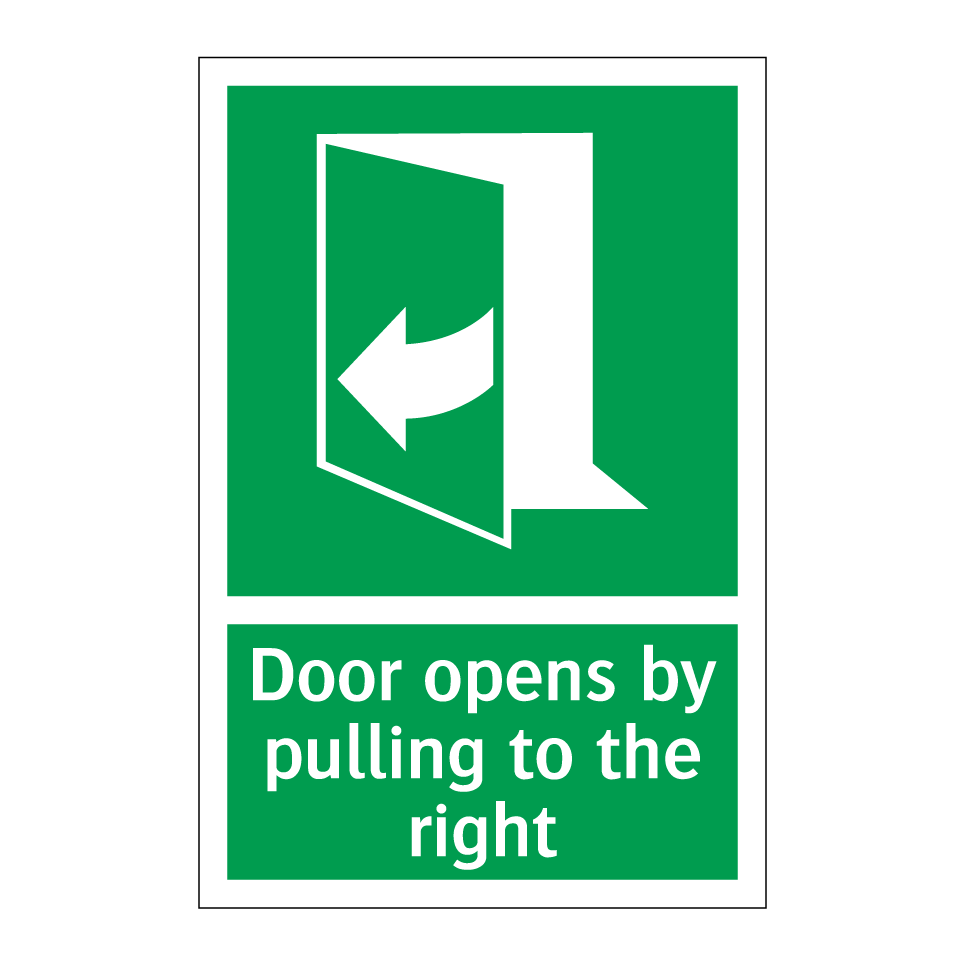 Door opens by pulling to the right