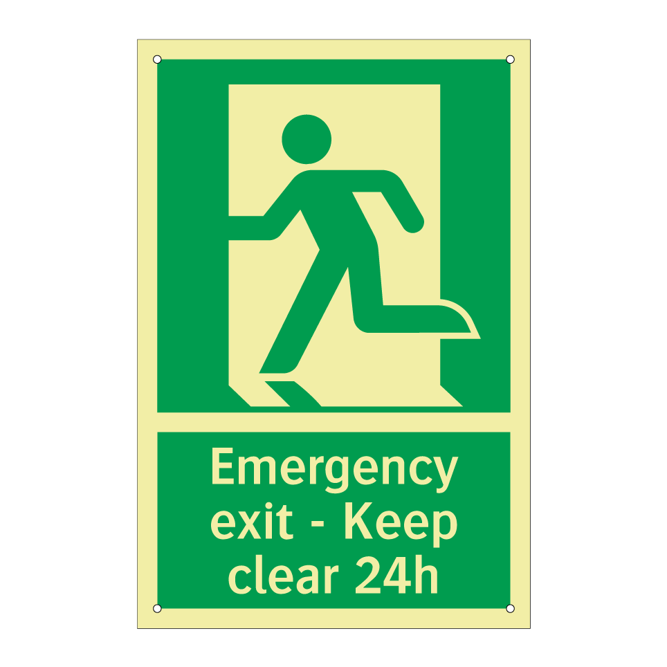 Emergency exit - Keep clear 24h