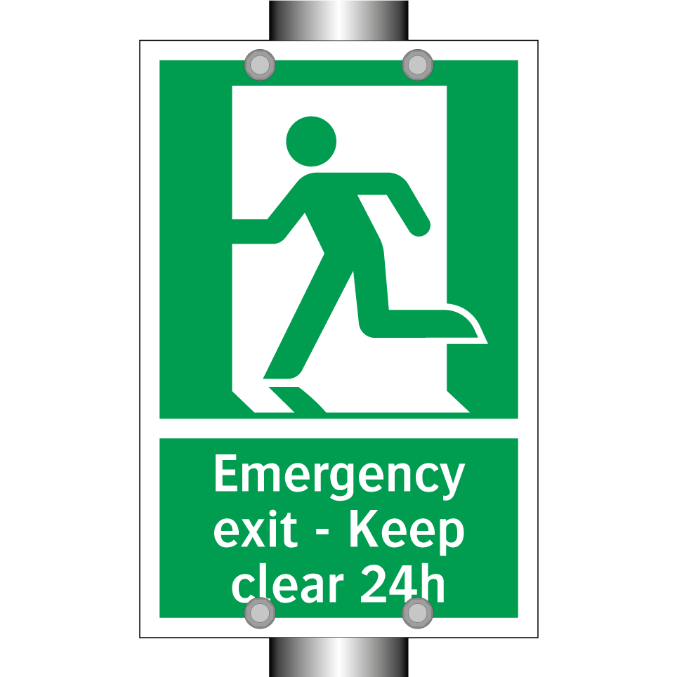 Emergency exit - Keep clear 24h