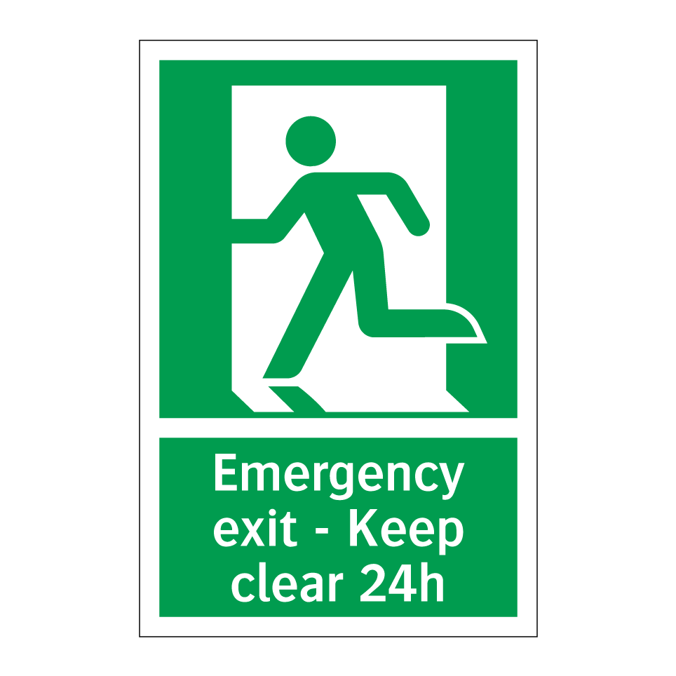 Emergency exit - Keep clear 24h