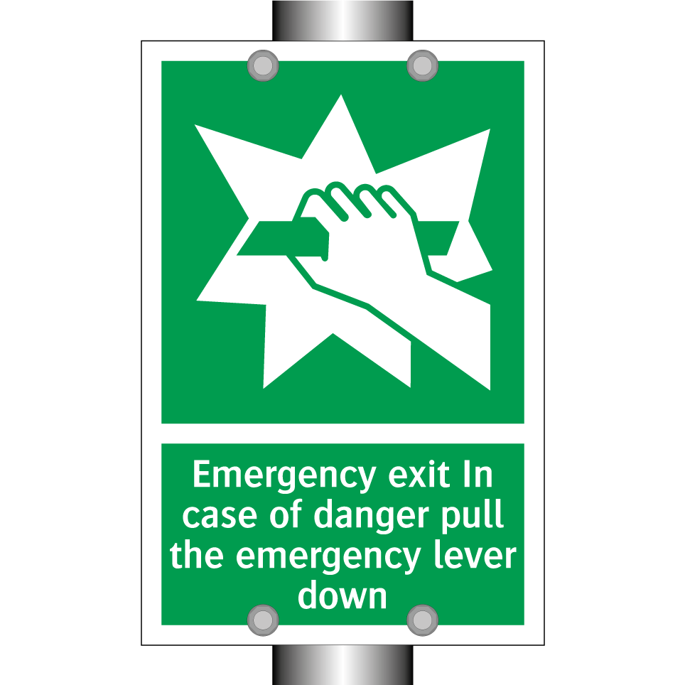 Emergency exit In case of danger pull the emergency lever down