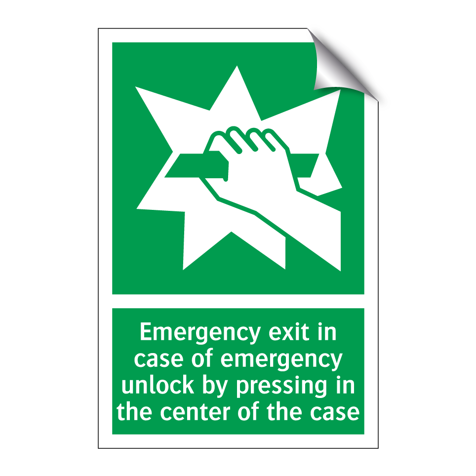 Emergency exit in case of emergency unlock by pressing in the center of the case