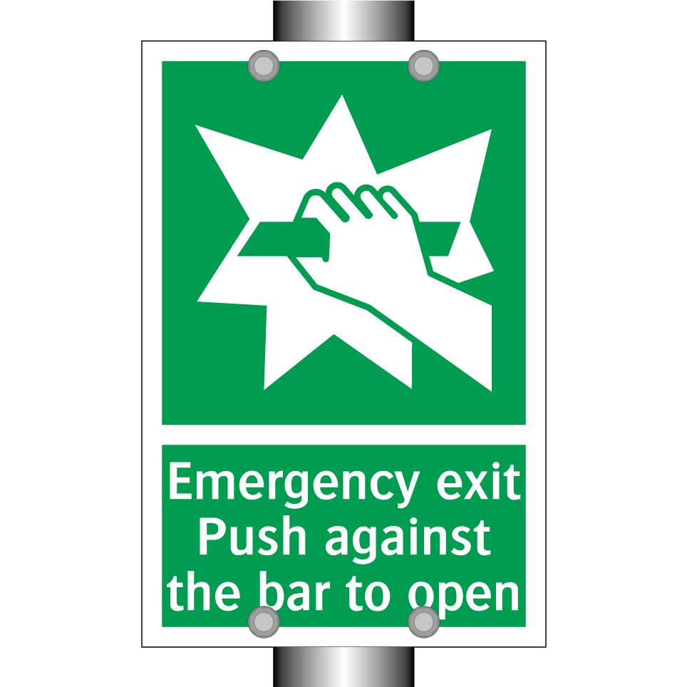 Emergency exit Push against the bar to open