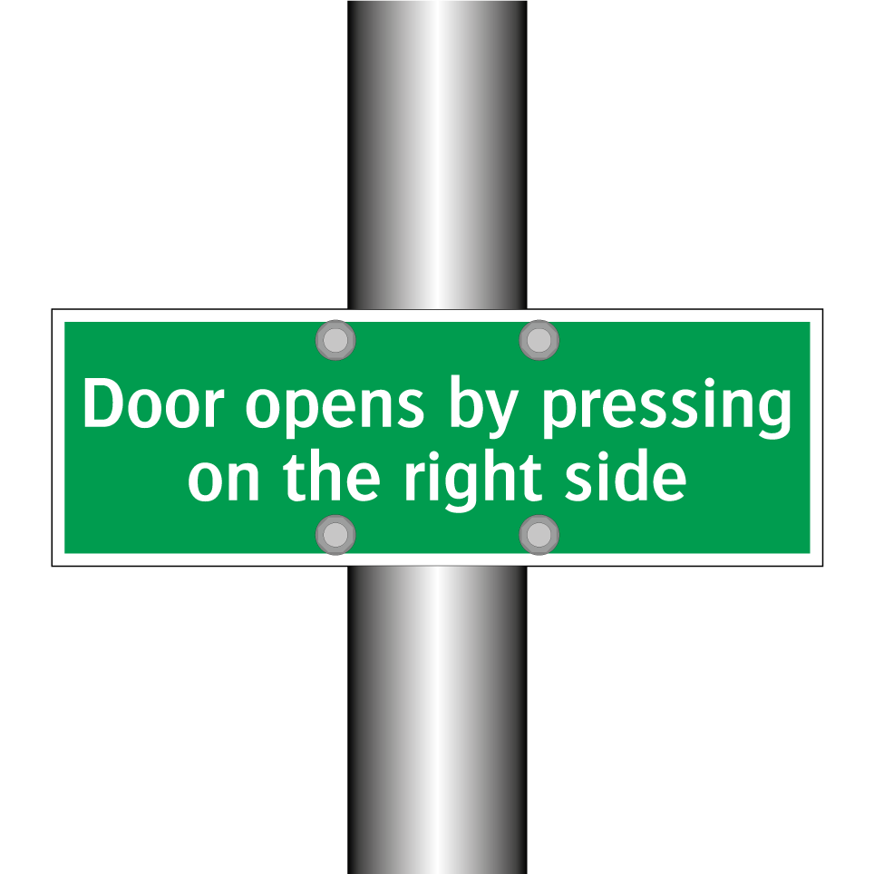 Door opens by pressing on the right side