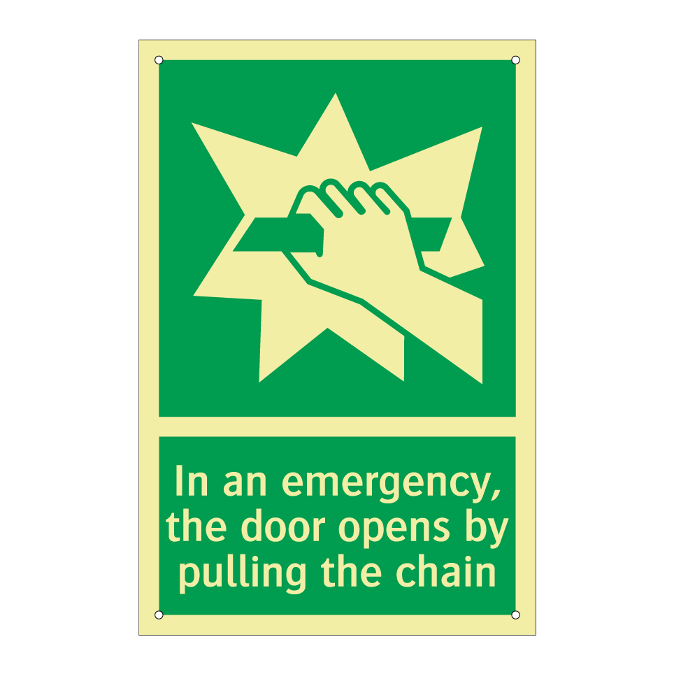 In an emergency, the door opens by pulling the chain